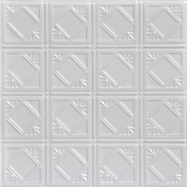 Carnivale 2 ft. x 2 ft. Decorative Faux Tin Lay-in Ceiling Tile in White  (48 sq. ft./case), 12PK